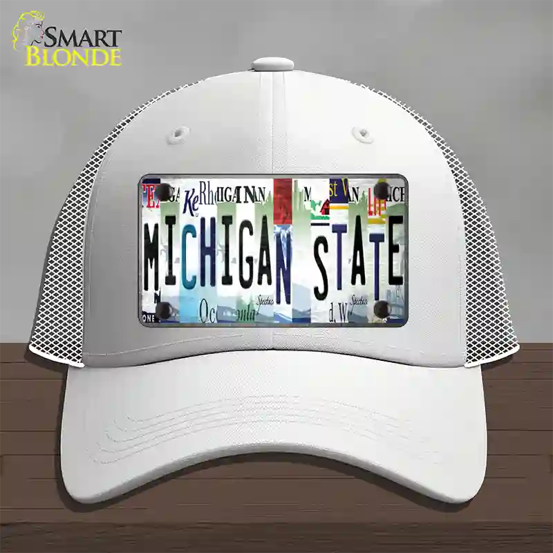 Michigan State Strip Art Novelty License Plate Hat Tag Mesh / White