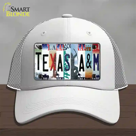 Texas A&M Strip Art Novelty License Plate Hat Tag Mesh / White