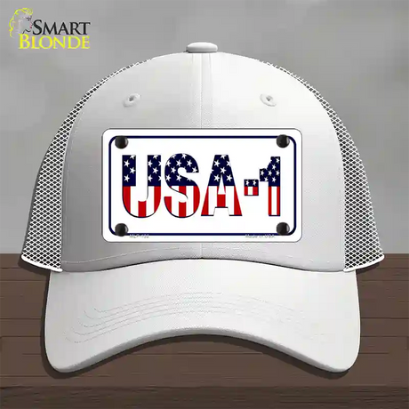 USA 1 Novelty License Plate Hat Mesh / White