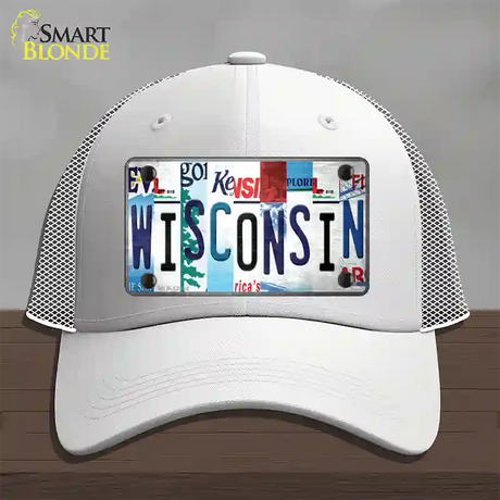 Wisconsin Strip Art Novelty License Plate Hat Tag Mesh / White