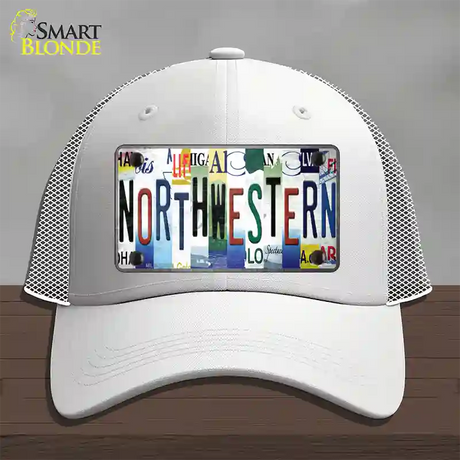 Northwestern Strip Art Novelty License Plate Hat Tag Mesh / White