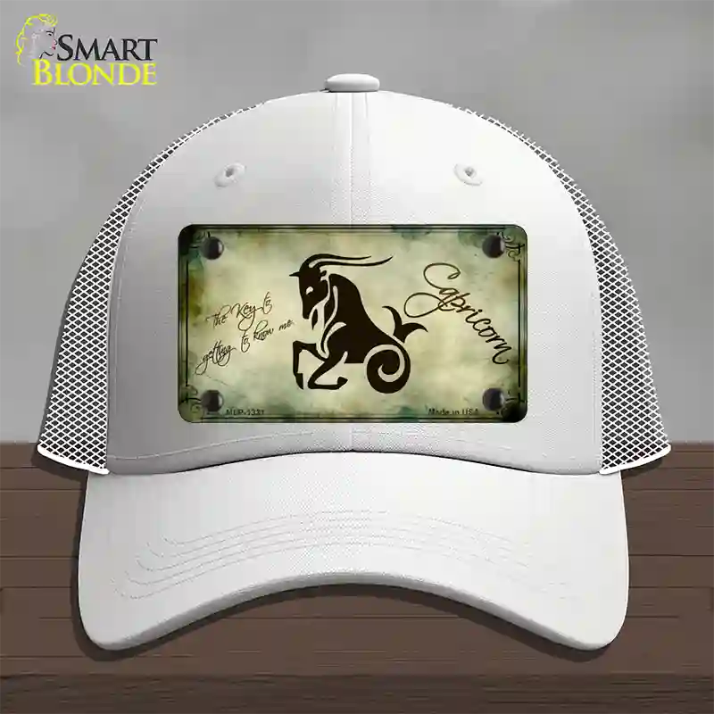 Capricorn Zodiac Novelty License Plate Hat Mesh / White