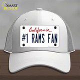 Number 1 Rams Fan Novelty License Plate Hat Tag Mesh / White