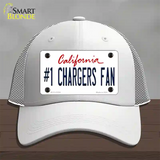 Number 1 Chargers Fan Novelty License Plate Hat Tag Mesh / White