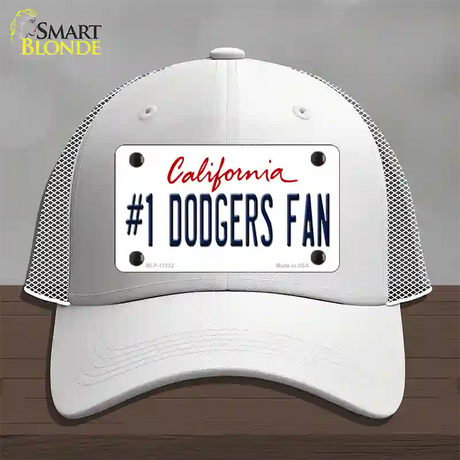 Number 1 Dodgers Fan Novelty License Plate Hat Tag Mesh / White