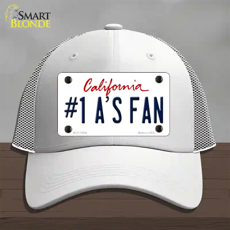 Number 1 Athletics Fan Novelty License Plate Hat Tag Mesh / White