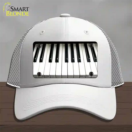 Piano Key board Novelty License Plate Hat Mesh / White