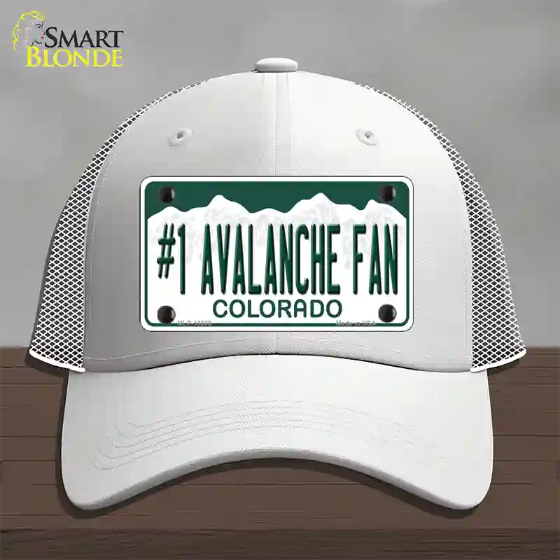 Number 1 Avalanche Fan Novelty License Plate Hat Tag Mesh / White