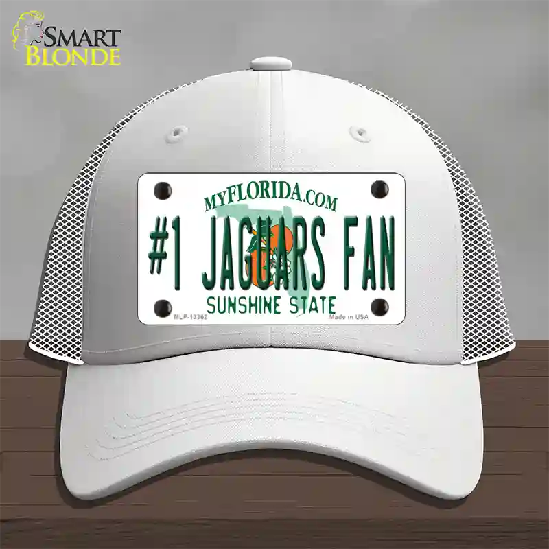 Number 1 Jaguars Fan Novelty License Plate Hat Tag Mesh / White