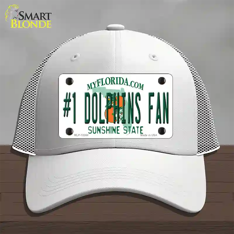 Number 1 Dolphins Fan Novelty License Plate Hat Tag Mesh / White