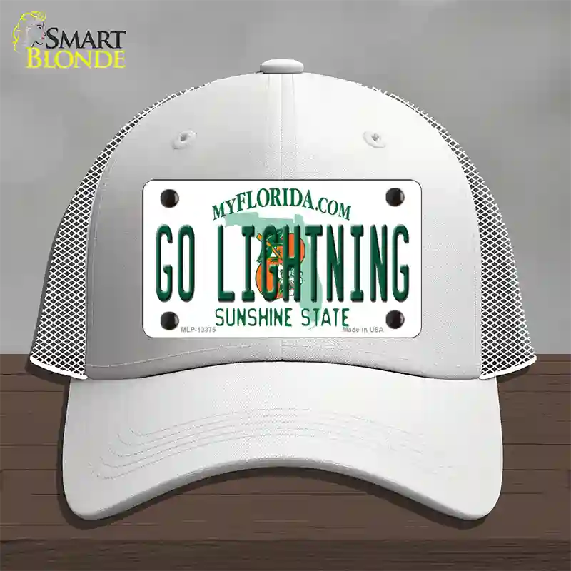 Go Lightning Novelty License Plate Hat Tag Mesh / White