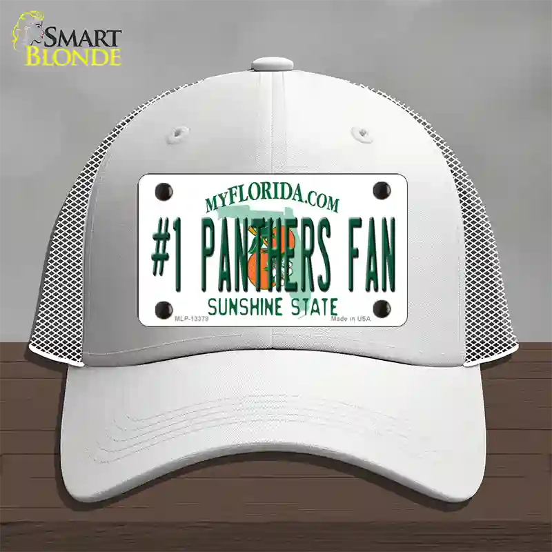 Number 1 Panthers Fan Novelty License Plate Hat Tag Mesh / White