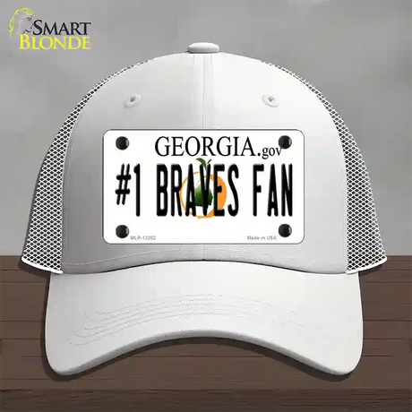 Number 1 Braves Fan Novelty License Plate Hat Tag Mesh / White