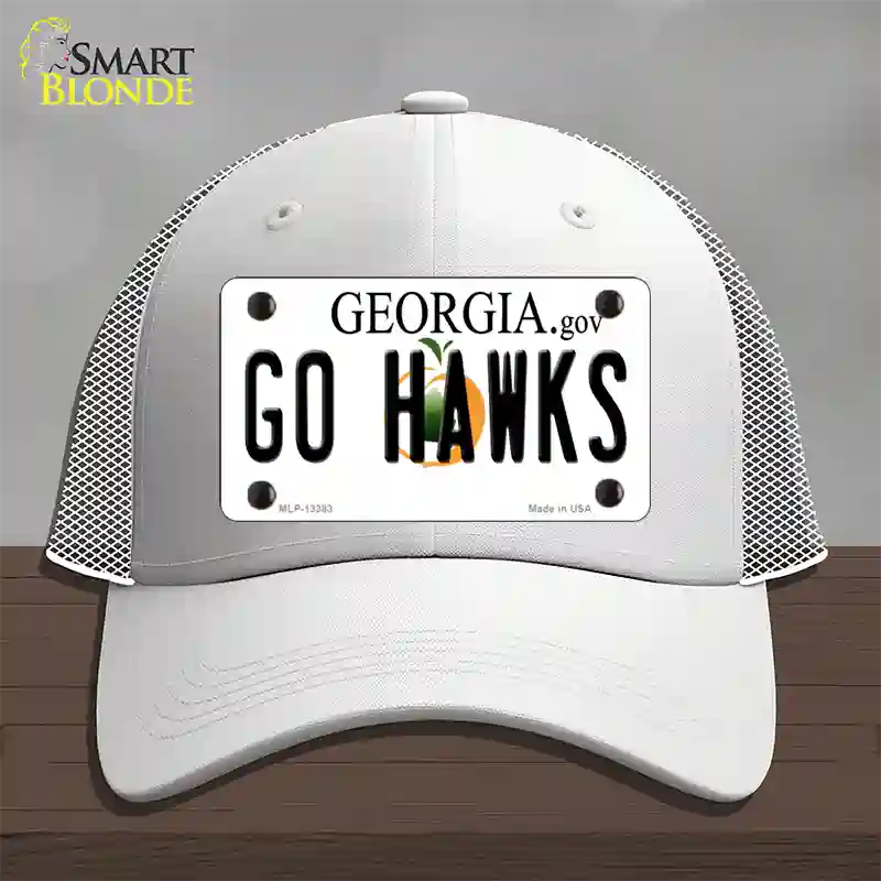 Go Hawks Novelty License Plate Hat Tag Mesh / White