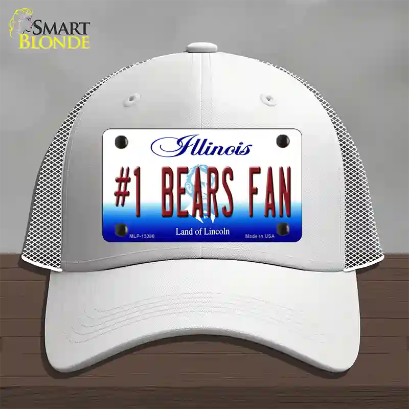 Number 1 Bears Fan Novelty License Plate Hat Tag Mesh / White