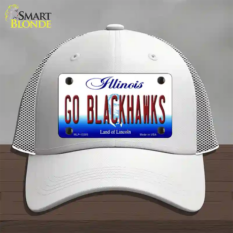 Go Blackhawks Novelty License Plate Hat Tag Mesh / White