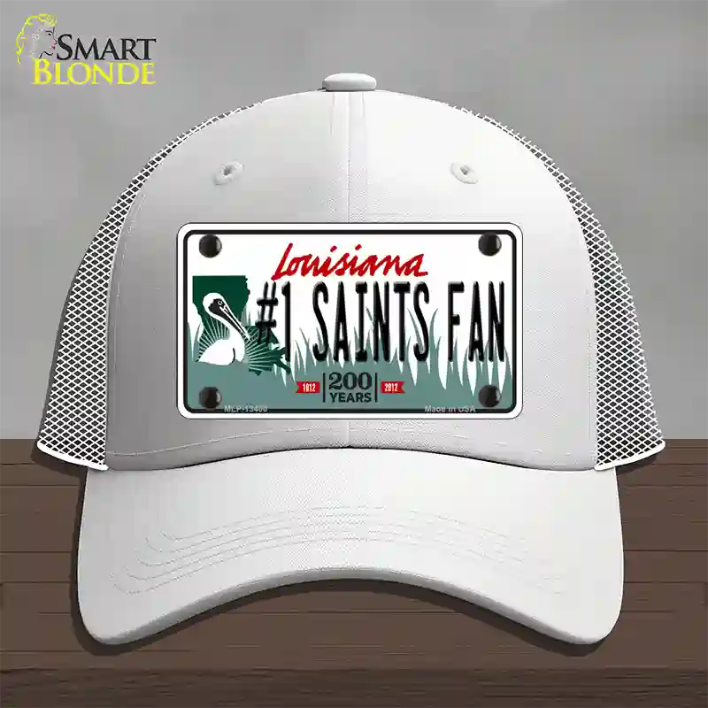 Number 1 Saints Fan Novelty License Plate Hat Tag Mesh / White