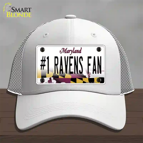 Number 1 Ravens Fan Novelty License Plate Hat Tag Mesh / White