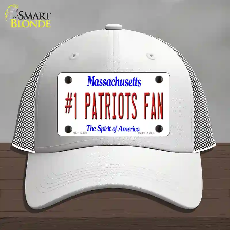 Number 1 Patriots Fan Novelty License Plate Hat Tag Mesh / White