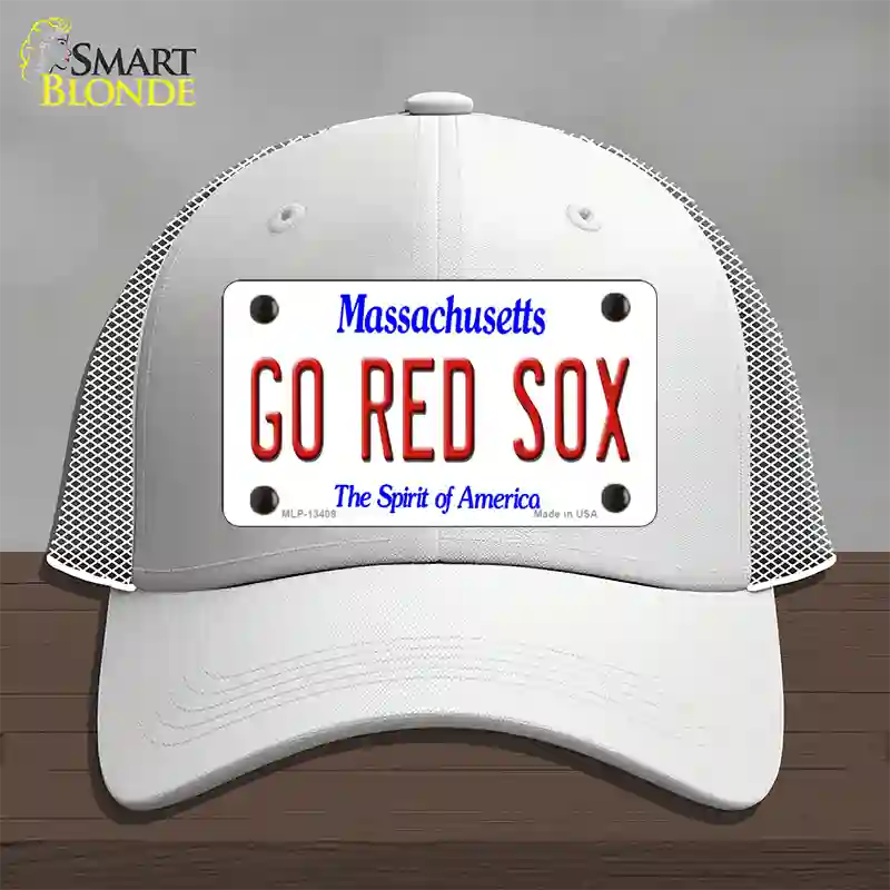 Go Red Sox Novelty License Plate Hat Tag Mesh / White