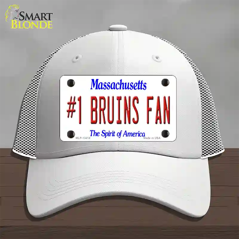 Number 1 Bruins Fan Novelty License Plate Hat Tag Mesh / White