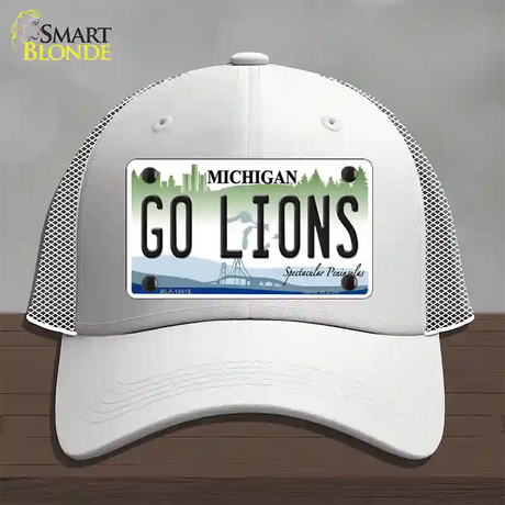 Go Lions Novelty License Plate Hat Tag Mesh / White