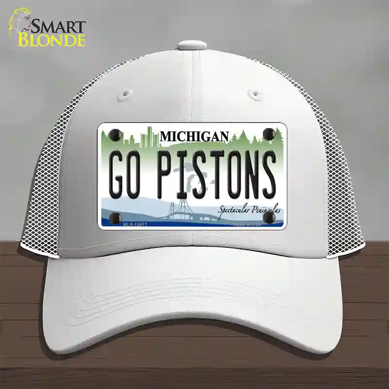 Go Pistons Novelty License Plate Hat Tag Mesh / White