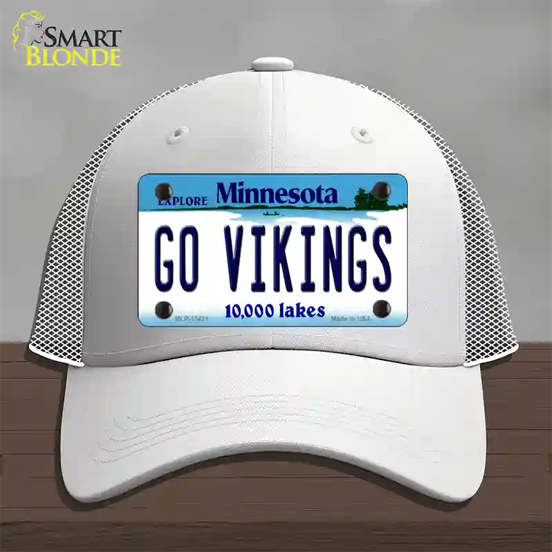 Go Vikings Novelty License Plate Hat Tag Mesh / White