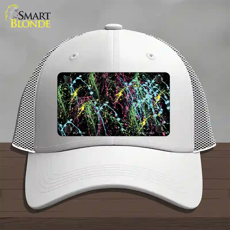 Paint Splashes Novelty License Plate Hat Mesh / White