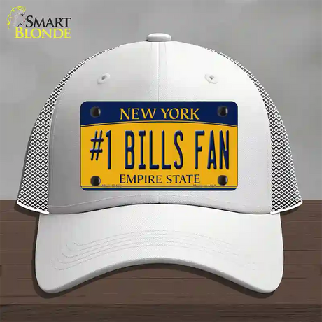 Number 1 Bills Fan Novelty License Plate Hat Tag Mesh / White