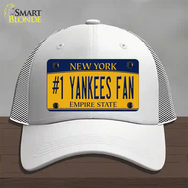 Number 1 Yankees Fan Novelty License Plate Hat Tag Mesh / White