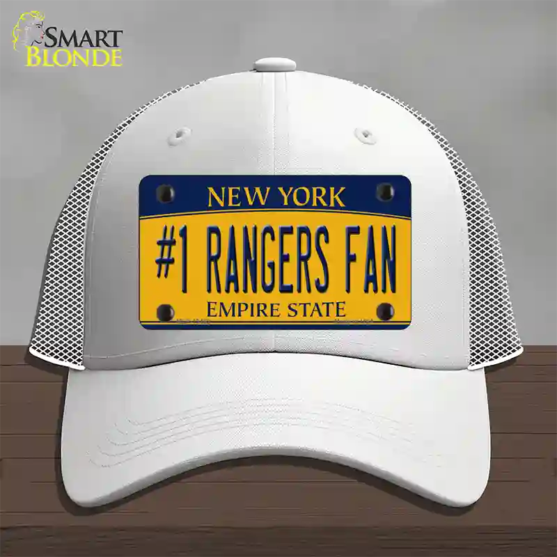 Number 1 Rangers Fan Novelty License Plate Hat Tag Mesh / White