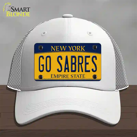 Go Sabres Novelty License Plate Hat Tag Mesh / White