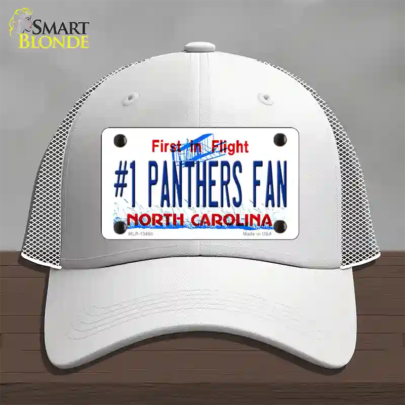 Number 1 Panthers Fan NC Novelty License Plate Hat Tag Mesh / White