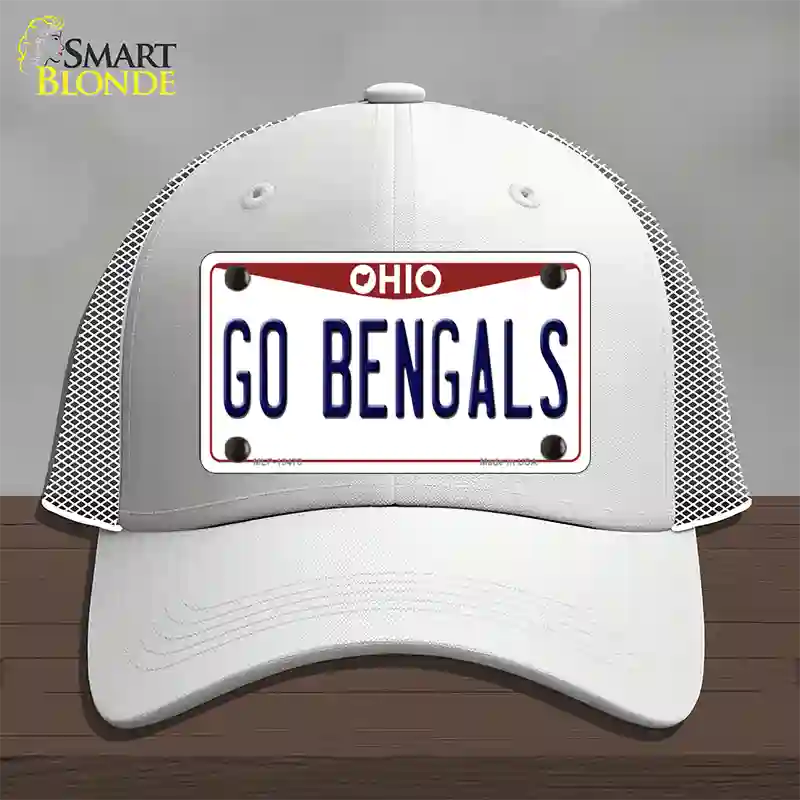 Go Bengals Novelty License Plate Hat Tag Mesh / White