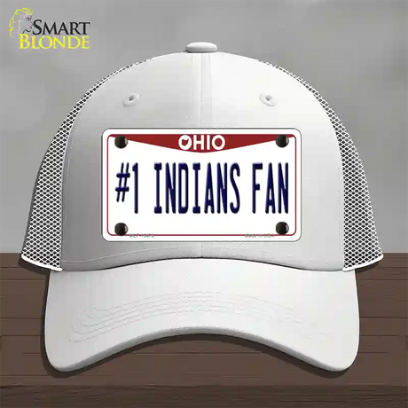 Number 1 Indians Fan Novelty License Plate Hat Tag Mesh / White