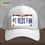 Number 1 Reds Fan Novelty License Plate Hat Tag Mesh / White