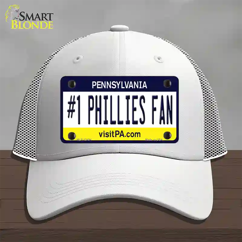 Number 1 Phillies Fan Novelty License Plate Hat Tag Mesh / White