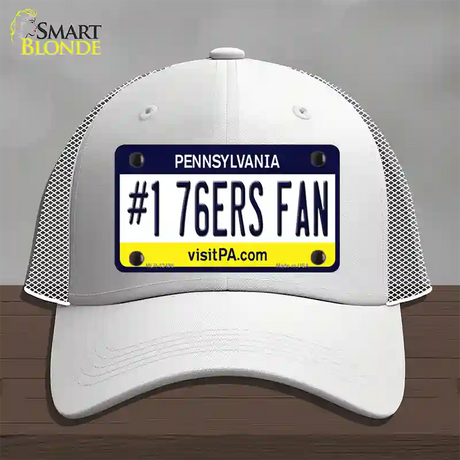 Number 1 76ers Fan Novelty License Plate Hat Tag Mesh / White