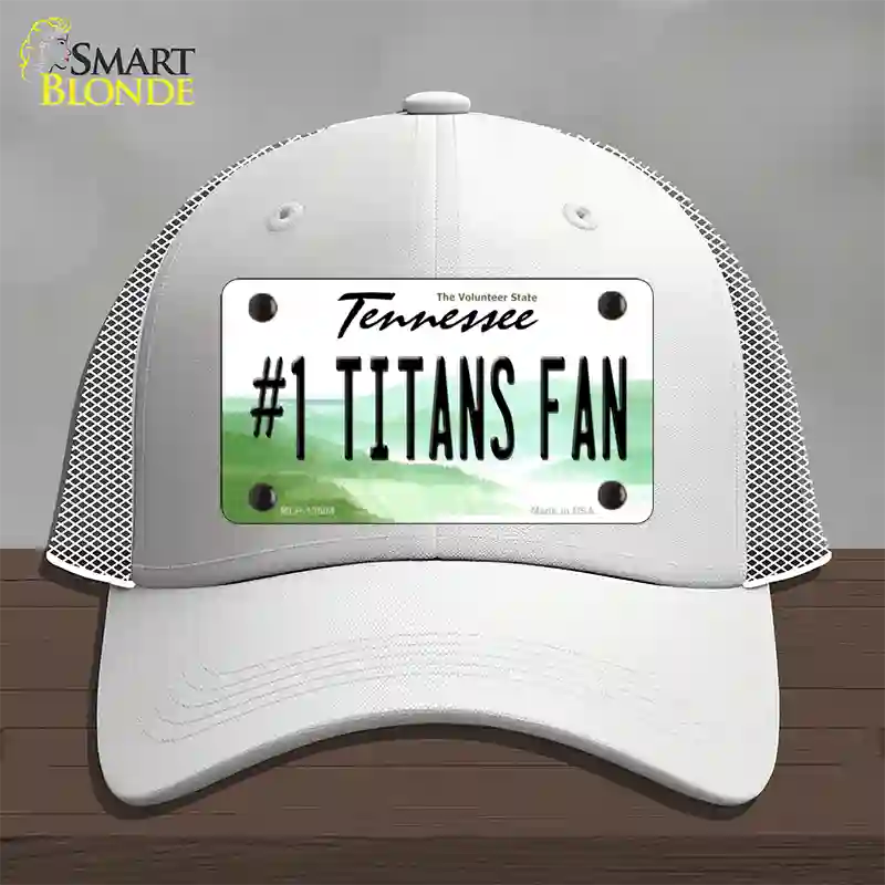 Number 1 Titans Fan Novelty License Plate Hat Tag Mesh / White