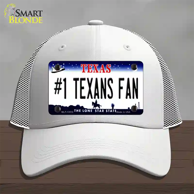 Number 1 Texans Fan Novelty License Plate Hat Tag Mesh / White