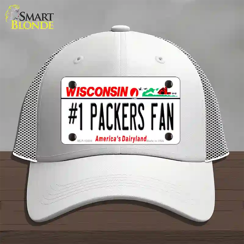 Number 1 Packers Fan Novelty License Plate Hat Tag Mesh / White