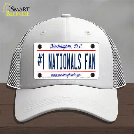 Number 1 Nationals Fan Novelty License Plate Hat Tag Mesh / White