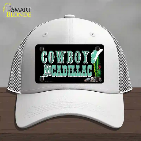 Cowboy Cadillac Novelty License Plate Hat Mesh / White