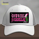 Cowgirl Cadillac Novelty License Plate Hat Mesh / White