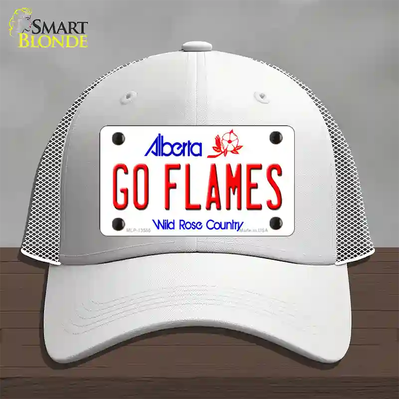 Go Flames Novelty License Plate Hat Tag Mesh / White