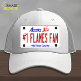 Number 1 Flames Fan Novelty License Plate Hat Tag Mesh / White