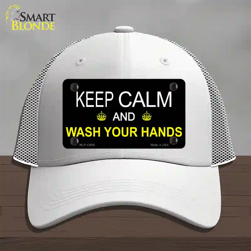 Keep Calm Wash Your Hands Novelty License Plate Hat Tag Mesh / White