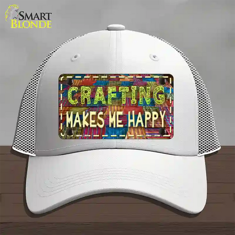 Crafting Makes Me Happy Novelty License Plate Hat Tag Mesh / White