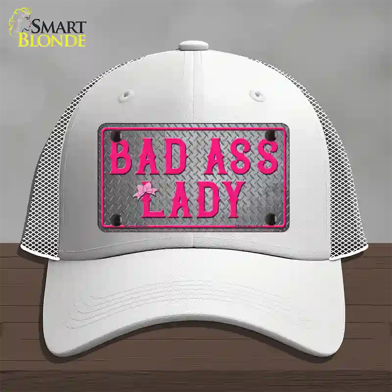 Bad Ass Lady Novelty License Plate Hat Tag Mesh / White